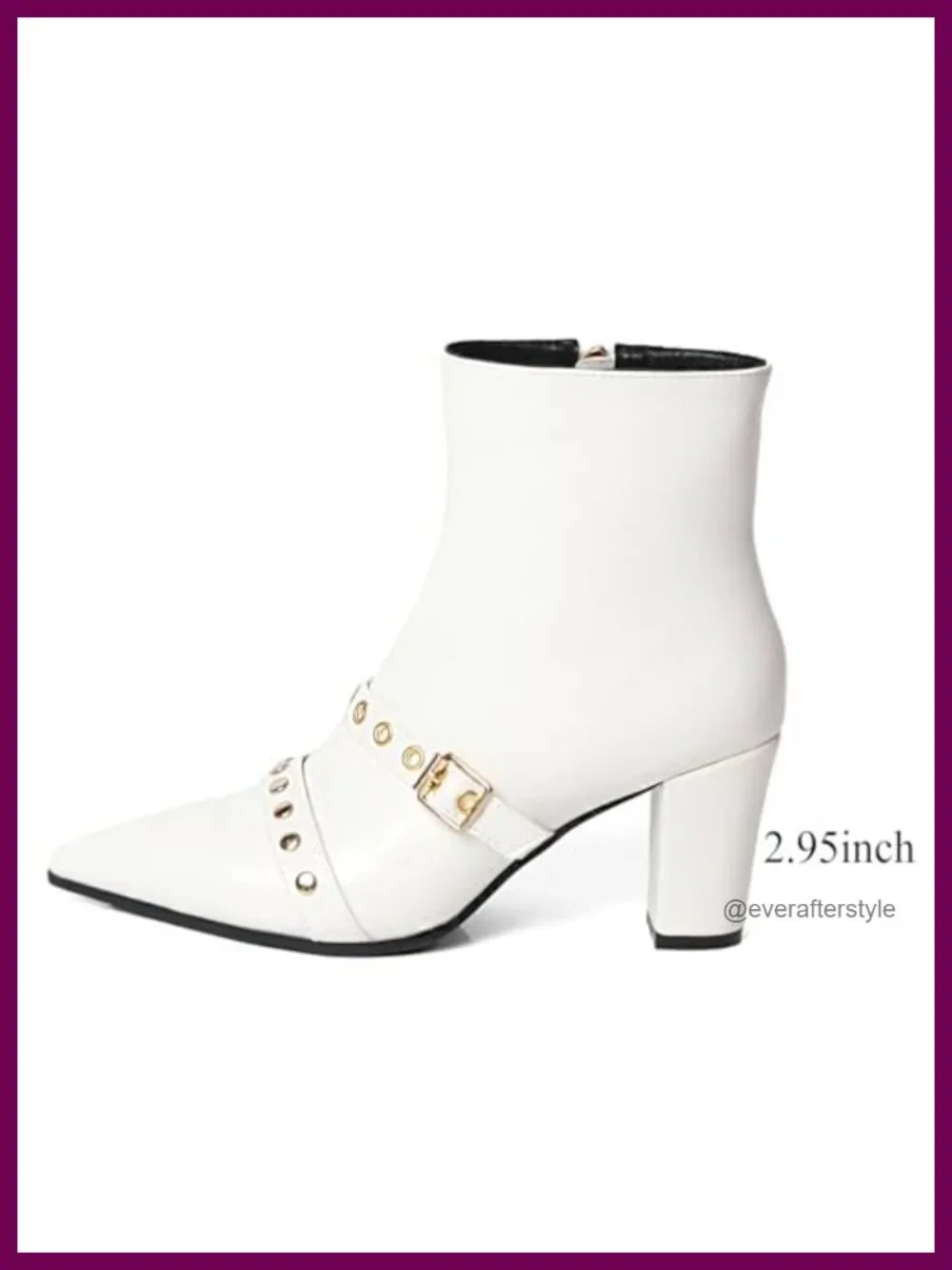 Kitten Heel Pointed Toe Ankle Booties with Buckle Closure Zip